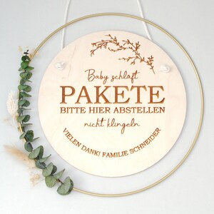Family sign - Baby is sleeping - Postman leaving packages | Wooden sign name plate | Please do not ring the bell | Gift for mother after birth