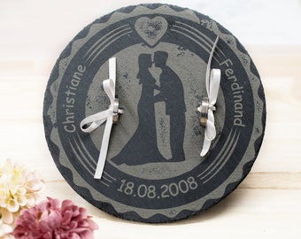 Ringkissen Schiefer, Stein Ringträger personalisiert, mit Namen Datum Gravur, alternatives Ringkissen aus Stein Hochzeit, Ringträgerkissen,