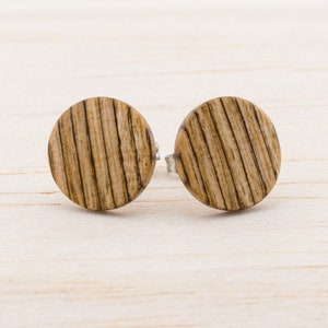 Skateboard ear studs 11mm, post earrings wooden, Recycling Upcycling Earrings, mens stud earrings handmade, Gift for her, unisex jewelry