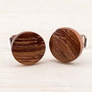 Tiny Ø8mm Wooden ear studs Extra small post studs round Organic Fake Plug Gauge Earrings wood fake piercing faux gauge personalized