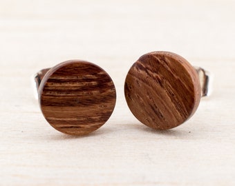Tiny Ø8mm Wooden ear studs Extra small post studs round Organic Fake Plug Gauge Earrings wood fake piercing faux gauge personalized