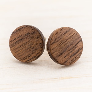 Ø11mm Wooden ear studs wood earrings Fake faux gauge plugs wooden fake piercing illusion small mini customizeable