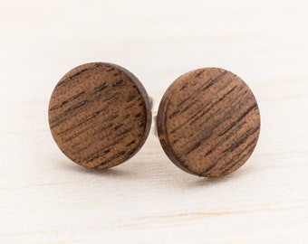 Ø11mm Wooden ear studs wood earrings Fake faux gauge plugs wooden fake piercing illusion small mini customizeable