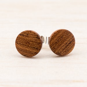 Tiny Wooden Ø8mm ear studs Extra small post studs round Organic Fake Faux Plug Gauge Earrings wood earstuds round post studs