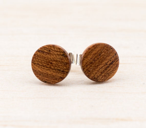 Pair of 8mm Organic Teak Wood Disk Earring Studs Pair of 8mm Organic Teak Wood Disk Earring Studs