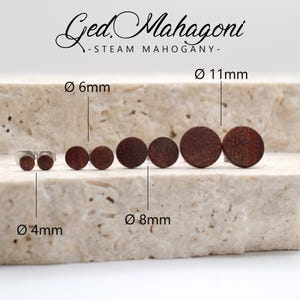 Größenvergleich der Holz Ohrstecker 4mm 6mm 8mm 11mm