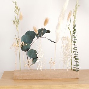 Trockenblumenleiste Holz Blumenleiste aus Eiche Trocken Blumen, Flower Blumenbar Holz Arrangement Flowergram, Eucalyptus Holzständer
