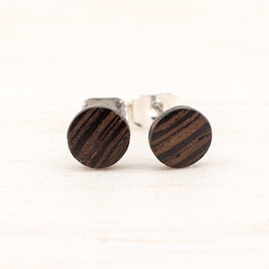 Tiny Wooden Ø6mm ear studs Extra small post studs round Organic Fake Plug Gauge Earrings wood fake piercing illusion personalized