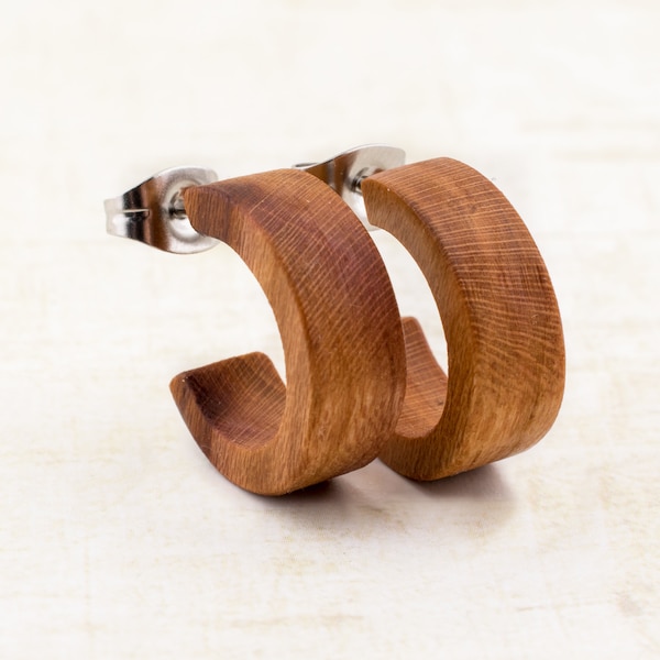 Holz Creolen 16mm, kleine Kreolen, Hoop Ohrringe, Ohrstecker aus Holz, Brautjungern Geschenk, Mutter Freundin Geschenk,Naturschmuck Boho