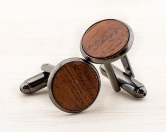 Real Wood Cufflinks, Groomsmen Gift, Groom Accessories, best men, Mens Jewelry for rustic country wedding Gift for man Plum Wood handmade