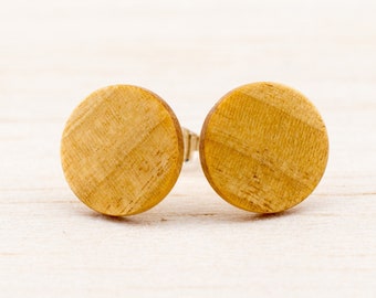 11mm Wooden post stud earrings for Boho brides wood ear studs unisex Jewelry Mens earrings country wedding small studs