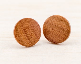 Ø11mm Wooden ear studs wood earrings Fake faux gauge plugs wooden fake piercing illusion small mini customizeable