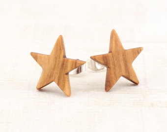 Star Stud Earrings | Wooden Star Earring Studs | Wooden Post Earrings Gift for her | Wood Studs | eco friendly sustainable handmade Jewelry