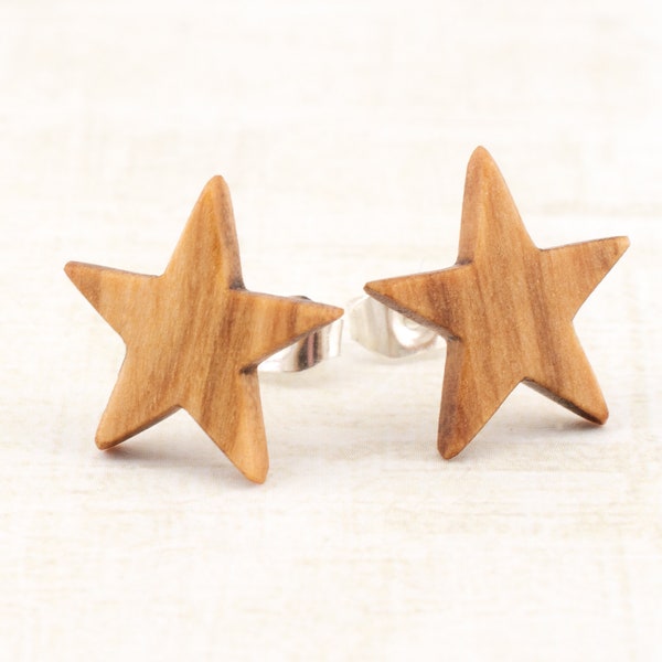 Star Stud Earrings | Wooden Star Earring Studs | Wooden Post Earrings Gift for her | Wood Studs | eco friendly sustainable handmade Jewelry