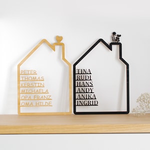 Haus mit Namen aus Holz, Personalisierte Wand Deko Einzugsgeschenk, Weihnachtsgeschenk Familien Hochzeitsgeschenk, Holzhaus personalisiert