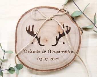 Personalized Wedding Ring bearer, Wooden Ring Pillow, Tree Slice Ring Bearer, Rustic Wedding Decor, Rustic Tree Slice, Ring Holder,