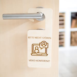 Door hanger video conference do not disturb, door sign please do not disturb, pendant wooden door hanger conference, home office, office sign home office