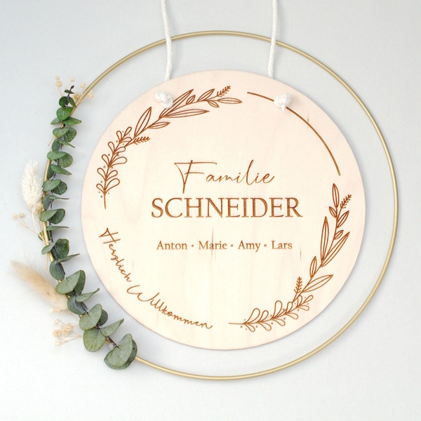 Türschild Familienschild - Namensschild Holzschild personalisierte Geschenkidee Familie | Geschenk zur Hochzeit zum Einzug | Türschild Namen