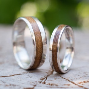 Wedding band Set Wooden Bentwood Rings Gold Silver Roségold matching Rings couple Ring Wooden Custom order wood rings couples engangement