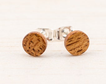 Wood Stud earrings wooden post studs mens earrings unisex wood faux ear plugs handmade wedding jewelry