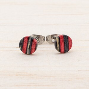 Wood earrings Ø6mm Wooden ear studs Thin post studs round Fake Plug Gauge Earrings wood faux illusion personalized wooden ear studs