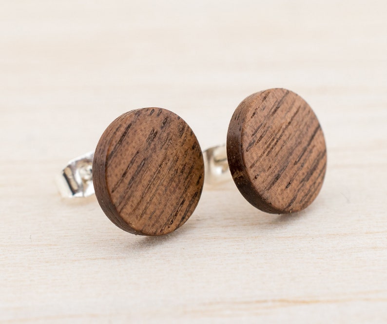 Ã˜11mm Wooden ear studs wood earrings Fake faux gauge plugs 