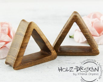 SALE 3-30mm Pair wooden Flesh tunnel Triangle ear plugs handmade wooden gauge plug organic flesh tunnel