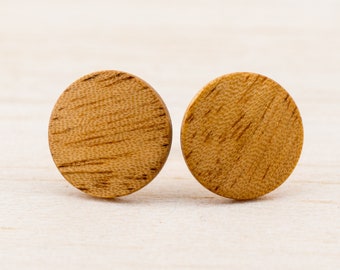 Holz Ohrstecker Ø11mm Wood earrings Dünne Fake Plugs Ohrringe hölzerne Mini Ohrringe kleine runde Holzohrstecker individualisierbar Illusion