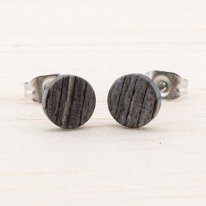 Upcycling ear studs 6mm, Skateboard post earrings wooden, Recycling Earrings, mens stud earrings handmade, Gift for her, unisex jewelry