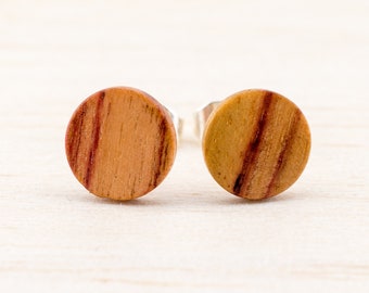8mm Tiny Wood stud earrings wooden ear posts mens earrings boho bride Jewelry Unisex Earrings rustic Country Wedding Fake gauge Plugs Faux