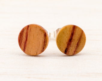 Ohrstecker Holz Mini Ø8mm Holz Ohrringe Unisex natürlicher Holzschmuck für Boho Bräute Männerschmuck Öko Landlust Kleine Holzohrstecker