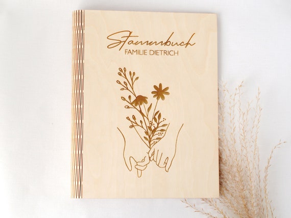 Libro de familia de madera personalizado con nombre, DIN A5 A4, libro de  familia familiar grabado individualmente, regalo de boda libro de familia  de boda gratis -  España