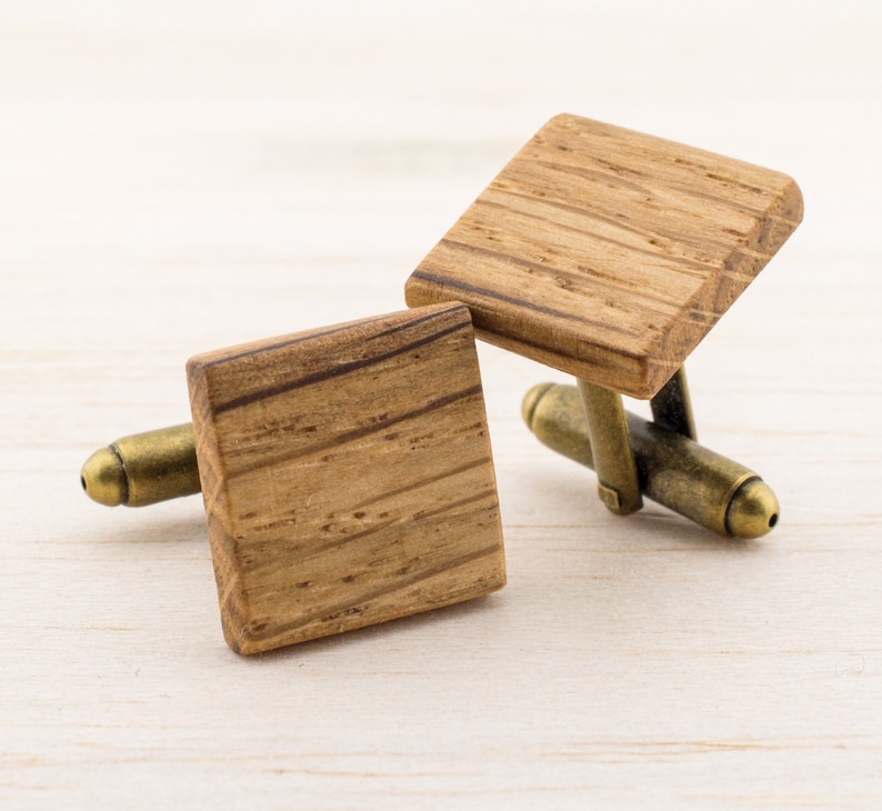 Holz Manschettenknöpfe Herren, Viereck Cufflinks, Bräutigam Geschenk für Ihn, Schmuck zur rustikalen Landhochzeit Geschenk für Männer, Bild 1