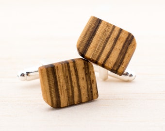 Rectangle Wood Cuff Links Mens Jewelry for rustic country wedding Gift for man Wood handmade