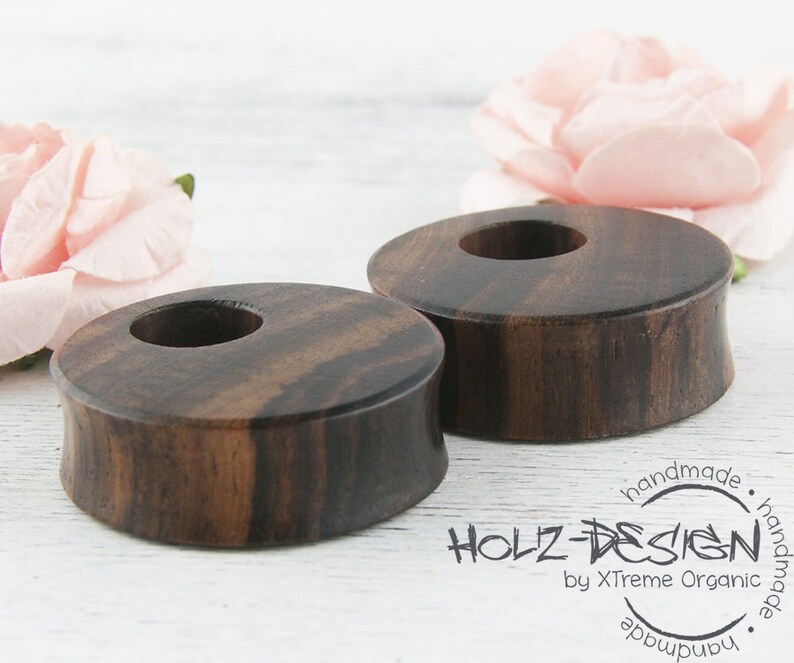 3 - 50mm Pair Organic Ear Gauge Plugs Flesh Tunnel wooden organic Ear Jewelry for stretched Earholes Wood Piercing image 3