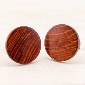 Ø11mm Wooden ear studs wood earrings Fake faux gauge plugs wooden fake piercing illusion small mini customizeable