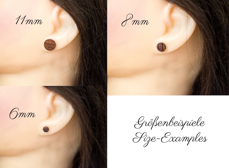 Fake Plug Earrings Wooden Fake Plugs Faux Gauge Plug 8, 10, 12, 14mm Split Plugs Fake Piercing wooden Mens Ear Studs image 7