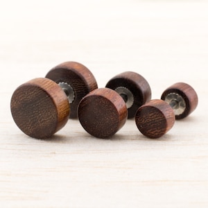 Fake Plug Earrings | Wooden Fake Plugs | Faux Gauge Plug 8, 10, 12, 14mm | Split Plugs Fake Piercing wooden Mens Ear Studs
