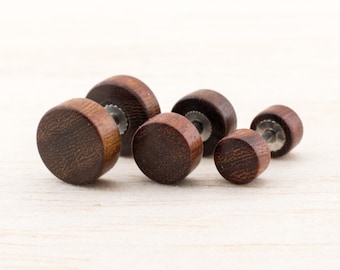 Fake Plug Earrings | Wooden Fake Plugs | Faux Gauge Plug 8, 10, 12, 14mm | Split Plugs Fake Piercing wooden Mens Ear Studs