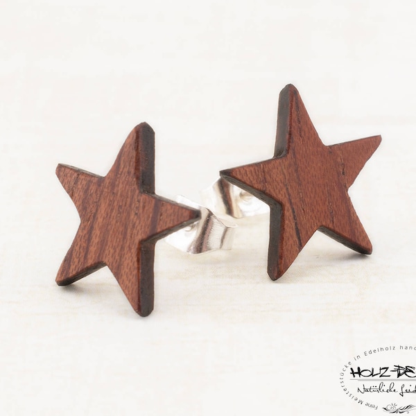 Star Stud Earrings | Wooden Star Earring Studs | Wooden Post Earrings Gift for her | Wood Studs | eco friendly sustainable handmade Jewelry