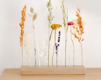 Flower bar with dried flowers made of noble oak, flower flower bar wood arrangement Flowergram, dried flowers wooden stand, durable