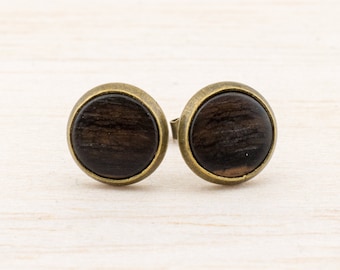 Wooden ear studs 8mm wood cabochon earrings natural jewelry choose your wood timber earstuds Ged. Mahagony
