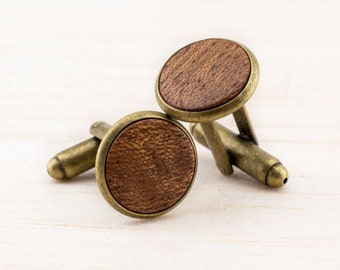 Vintage Manschettenknöpfe Cufflinks Herren Schmuck zur rustikalen Landhochzeit Geschenk für Männer Holz Handgemacht Hemd Knöpfe Edelholz