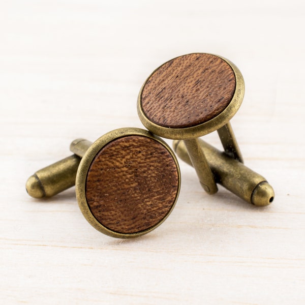 Vintage Manschettenknöpfe Cufflinks Herren Schmuck zur rustikalen Landhochzeit Geschenk für Männer Holz Handgemacht Hemd Knöpfe Edelholz