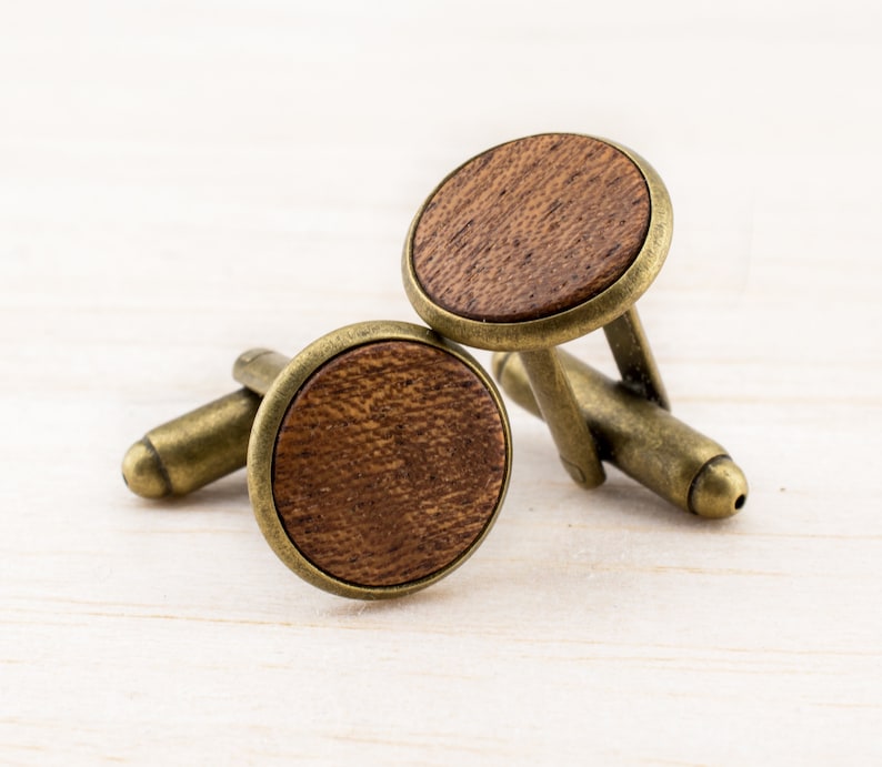 Vintage Manschettenknöpfe Cufflinks Herren Schmuck zur rustikalen Landhochzeit Geschenk für Männer Holz Handgemacht Hemd Knöpfe Edelholz Bild 1