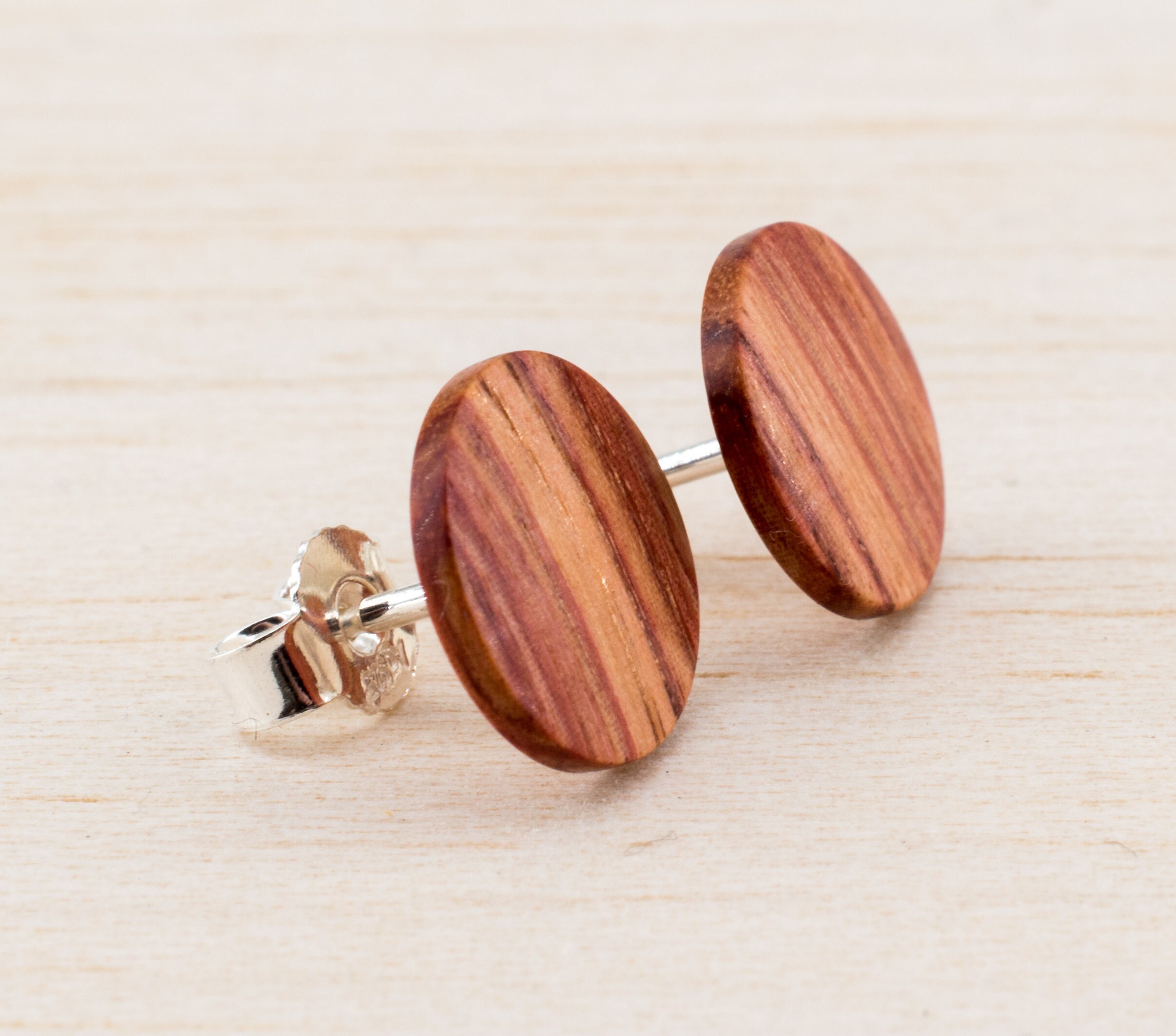 11mm Rustic wooden post stud earrings for Boho brides wood ear Etsy
