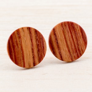 11mm Rustic wooden post stud earrings for Boho brides wood ear studs unisex Jewelry Mens earrings country wedding small studs