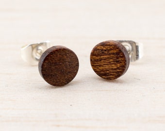Ø6mm Holz Ohrstecker Mini Kleine Fake Plugs Ohrringe hölzerne Mini Ohrring kleine runde Holzohrstecker wooden earrings wood post studs