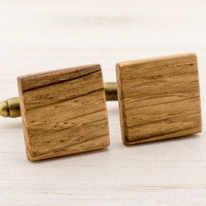 Holz Manschettenknöpfe Herren, Viereck Cufflinks, Bräutigam Geschenk für Ihn, Schmuck zur rustikalen Landhochzeit Geschenk für Männer, Bild 3