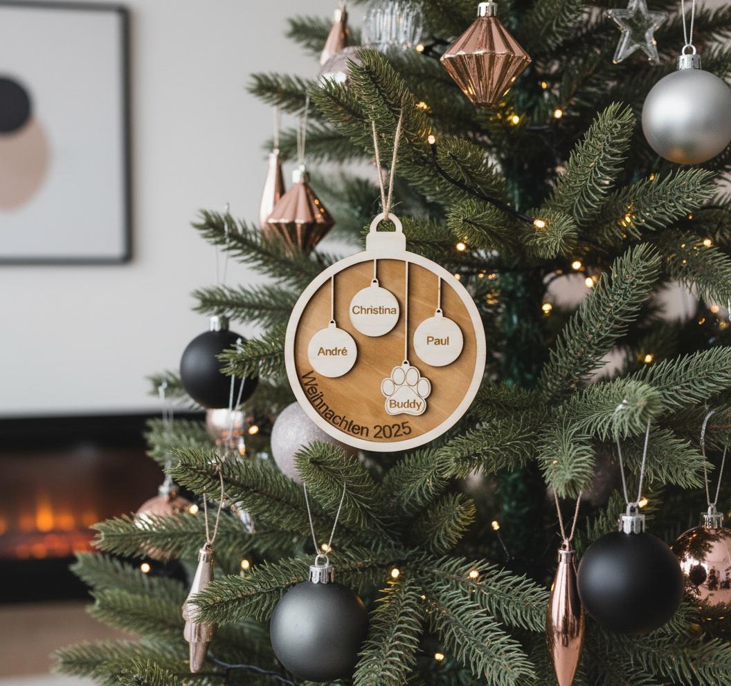 Palline Di Natale Personalizzate 2025 Per Famiglia - In Vetro Trasparente Con Nomi, Decorazioni Albero (per 6 Persone)